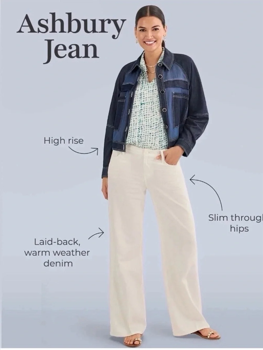 CAbi 12 long NWT Ashbury Jean white - Picture 1 of 2